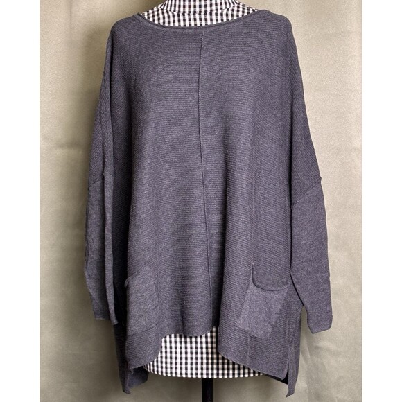 Habitat Sweater Top Charcoal Knit Casual Pullover Boho Lagenlook Women’s Size XL - Picture 1 of 7